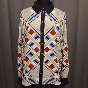 Tommy Hilfiger‎ Nautical Anchor Print Shirt Long Sleeve Collared Top M